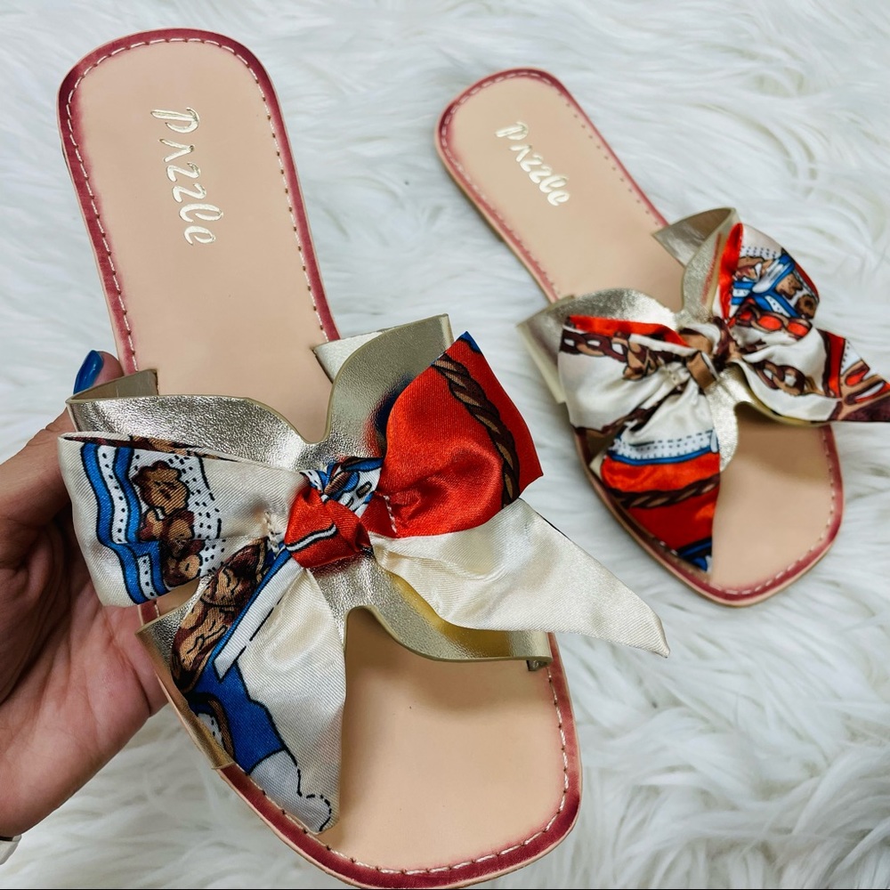 Gold satin bow sandal - Picture 8 of 8